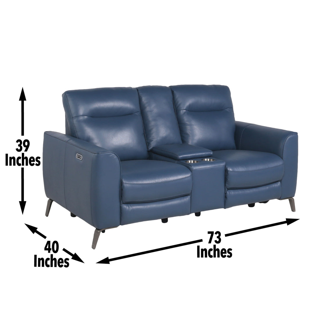 Sansa - Dual Power Reclining Loveseat With Console - Blue