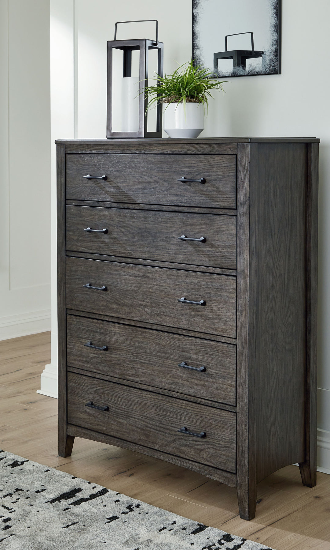 Montillan - Five Drawer Chest - Grayish Brown