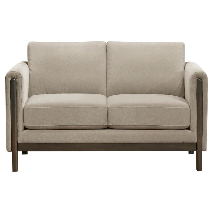 Islington - Fabric Upholstered Panel Arm Loveseat - Taupe