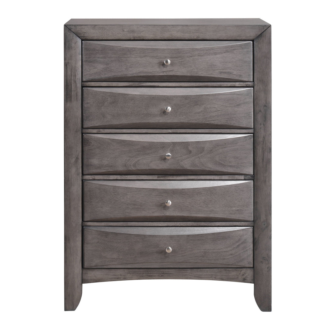 Emily - 5-Drawer Chest (Sturdy) - Gray