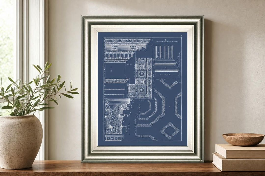 22x26 Column &amp; Cornice Blueprint IV By Vision Studio - Blue