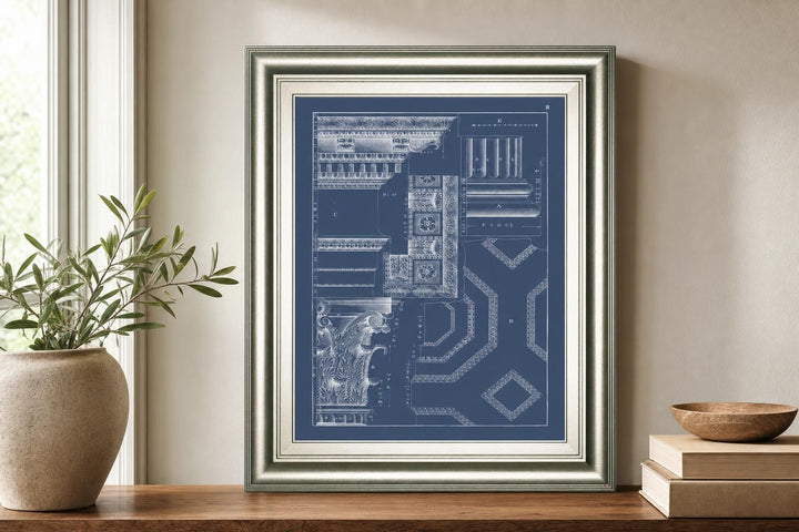 22x26 Column &amp; Cornice Blueprint IV By Vision Studio - Blue