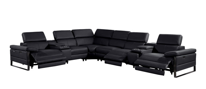 1246 - 8-Piece L-Shaped Modular Power Reclining Sectional With 3 Power Recliners And Power Headrests