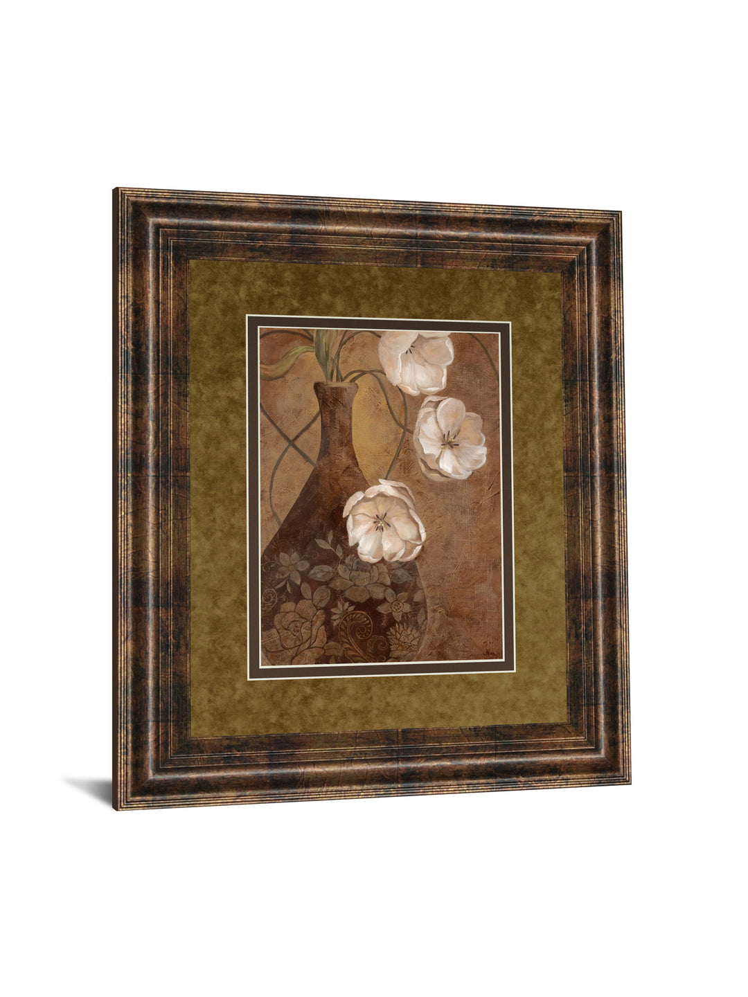 Flores En Umber I By Nan - Framed Print Wall Art - Light Brown