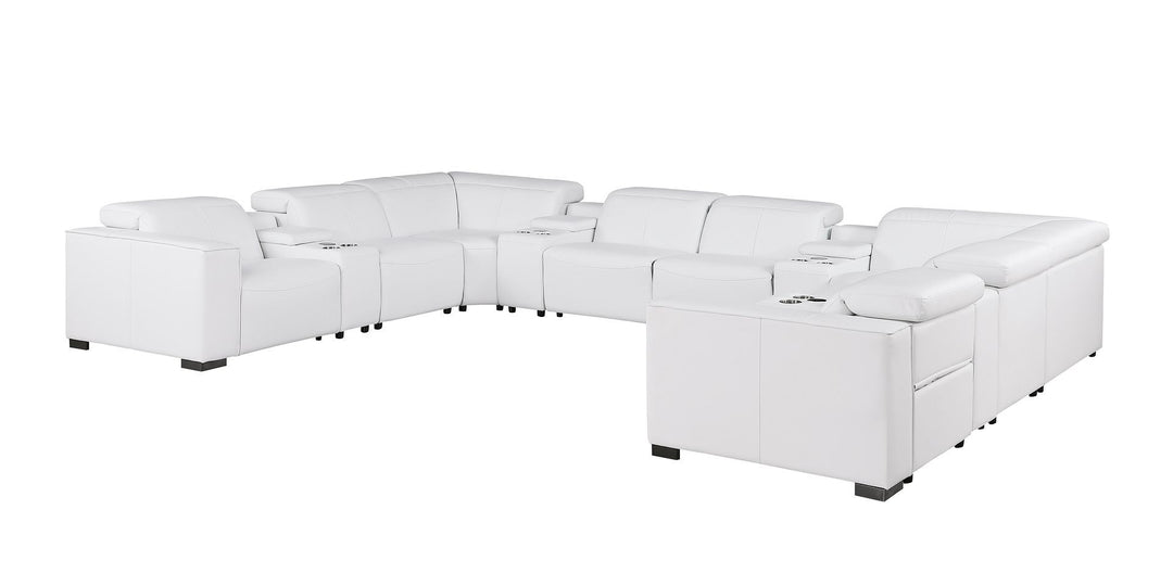 1208 - 12 Piece U Shaped Leather Sectional With 4 Power Recliners &amp; Power Headrest