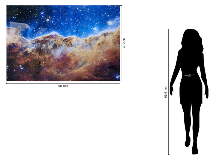 Tempered Glass With Foil &amp; Rhinestones - James Webb Carina Nebula I - Blue