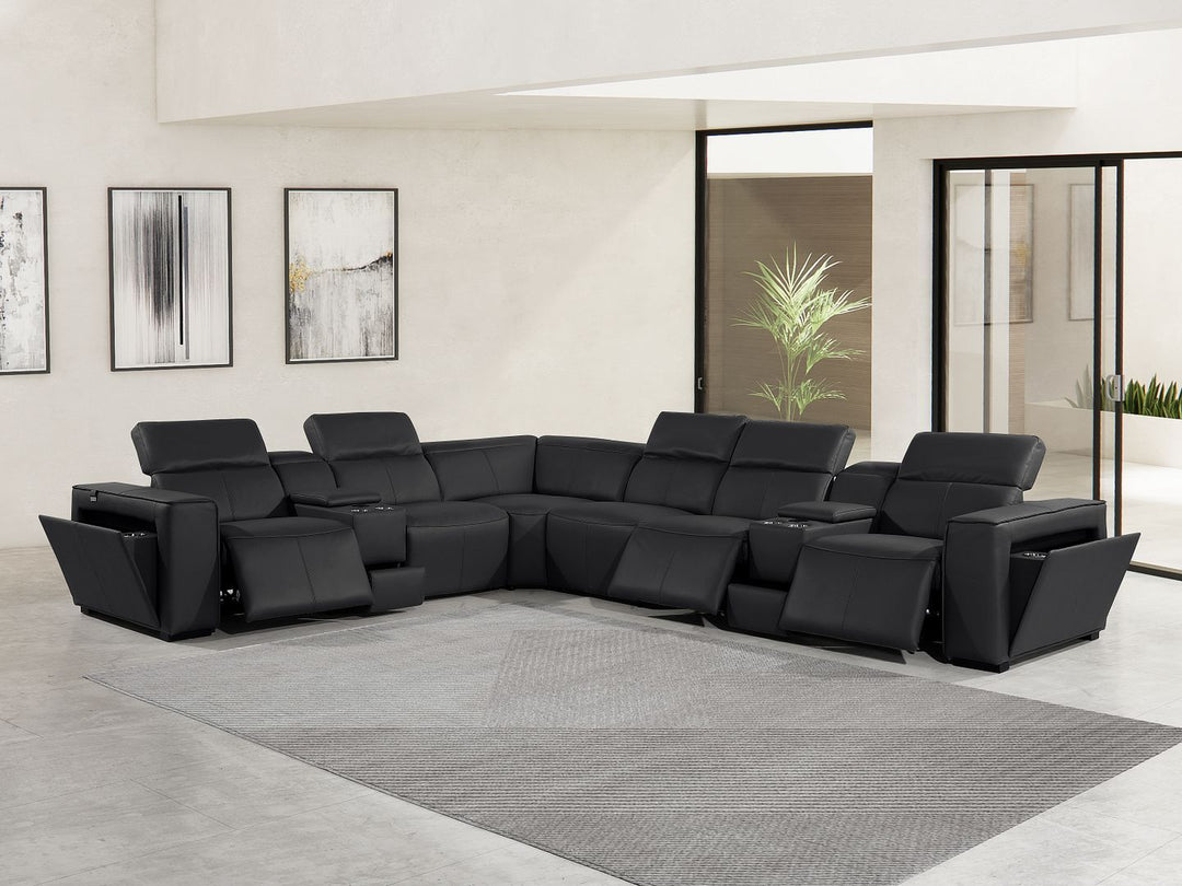 1224 - 8-Piece L-Shaped Sectional Sofa In With 3 Power Recliners &amp; Power Headrests
