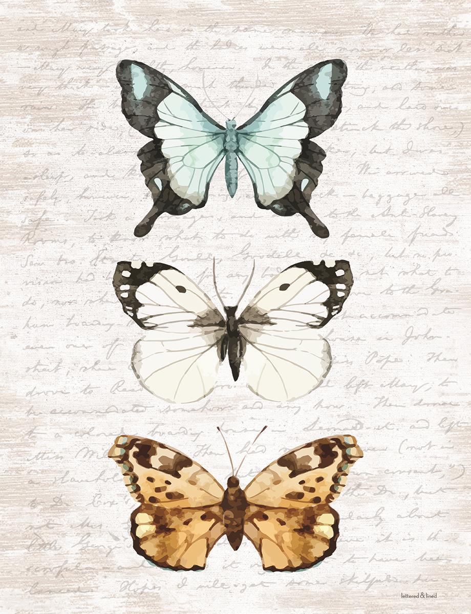 Small - Butterfly Trio By Lettered &amp; Lined - Pearl Silver