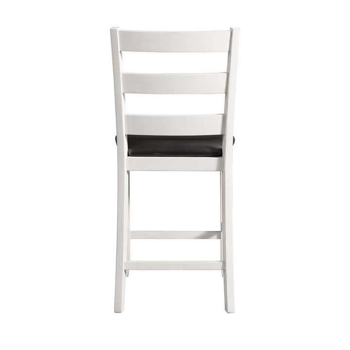 Martin - Counter Side Chair With Black PU (Set of 2) - White Finish