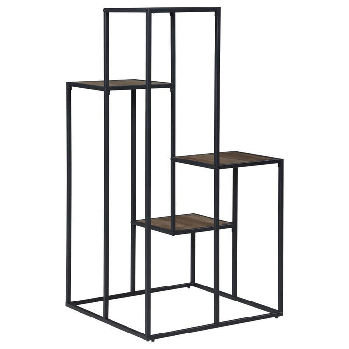 Rito - 4-Tier Multi-Display Shelf - Rustic Brown And Black