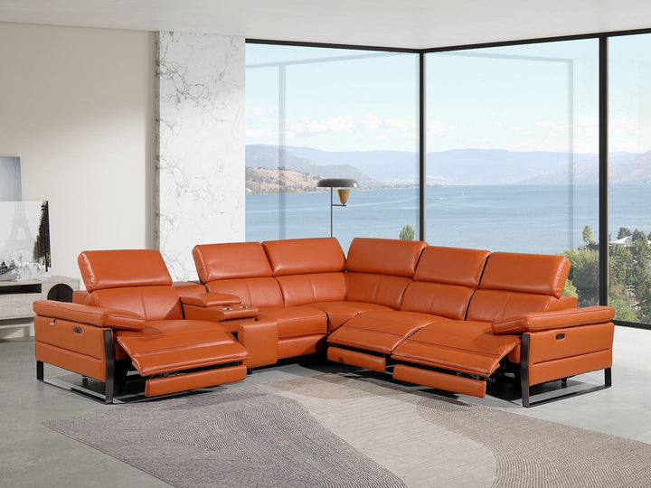 1246 - 6-Piece L-Shaped Modular Power Reclining Sectional With 3 Power Recliners And Power Headrests