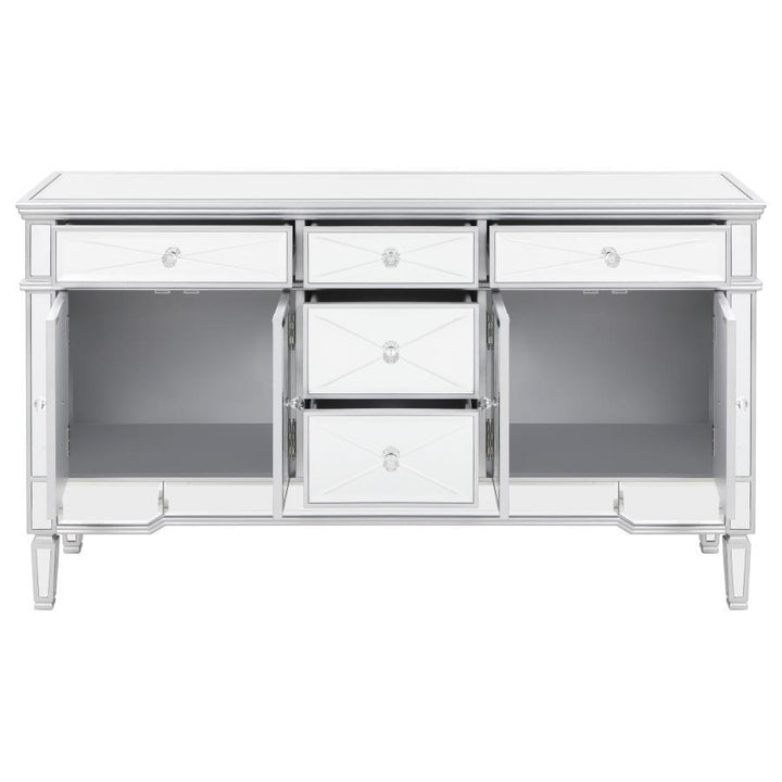 Duchess - 5-Drawer Mirrored Storage Accent Cabinet - Silver