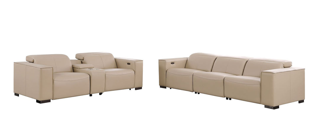 1208 - Leather Reclining Set (Sofa &amp; Loveseat With 5 Power Recliners)