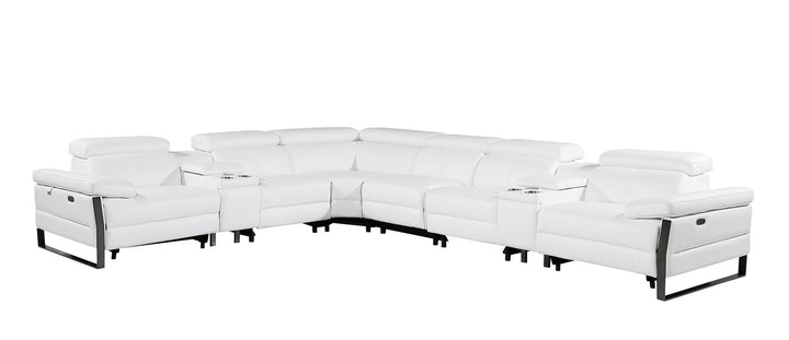 1246 - 8-Piece L-Shaped Modular Power Reclining Sectional With 4 Power Recliners And Power Headrests