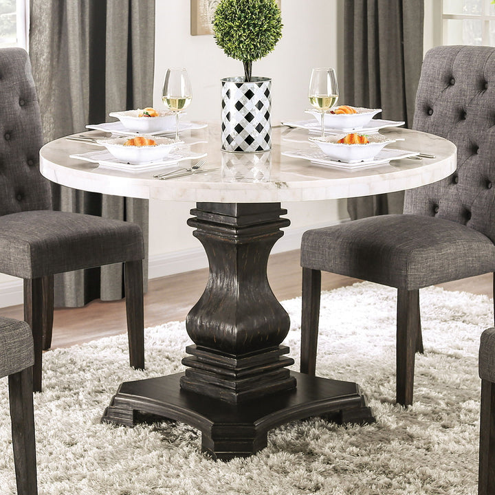 Elfredo - Round Table - White / Antique Black