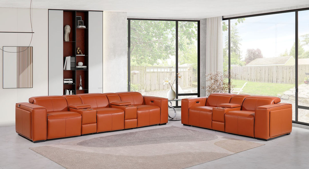 1224 - 8-Piece Modular Power Reclining Sofa & Loveseat Set In With 5 Power Recliners & Power Headrests