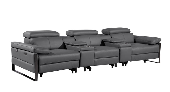 1246 - Modular Power Reclining Dual Console Sofa And Console Loveseat Set With Power Headrests