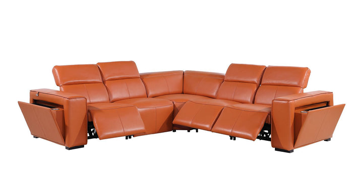 1224 - 5-Piece L-Shaped Sectional Sofa In With 3 Power Recliners &amp; Power Headrests
