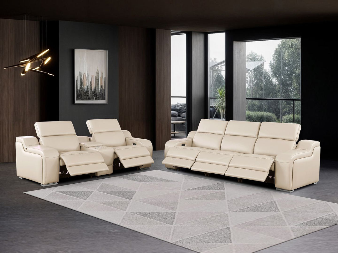 1116 - 6-Piece Modular Power Reclining Sofa And Console Loveseat Set In With 5 Power Recliners &amp; Power Headrests