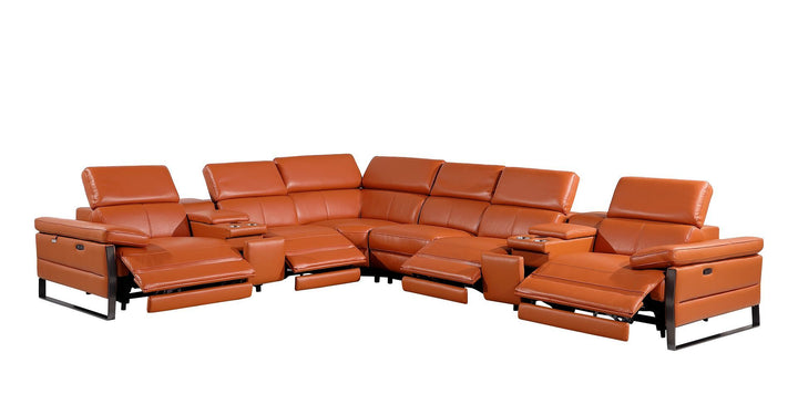 1246 - 8-Piece L-Shaped Modular Power Reclining Sectional With 4 Power Recliners And Power Headrests