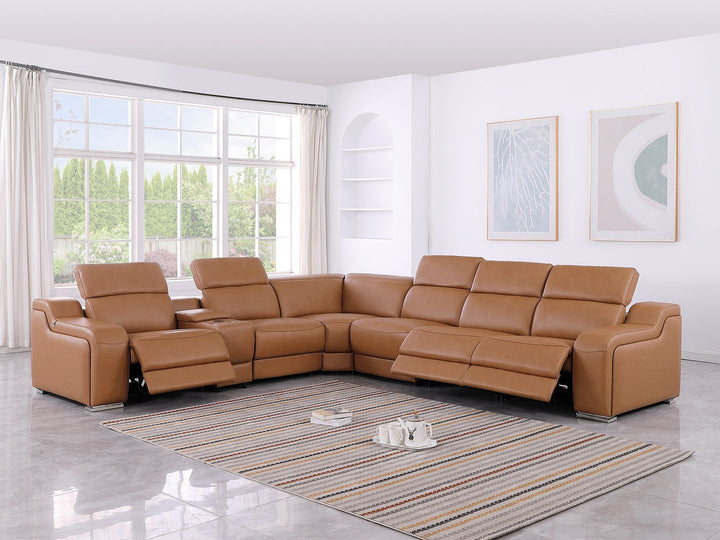 1116 - 7-Piece L-Shaped Sectional Sofa In With 3 Power Recliners &amp; Power Headrests