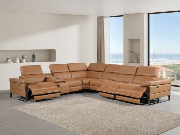 1246 - 7-Piece L-Shaped Modular Power Reclining Sectional With 3 Power Recliners And Power Headrests