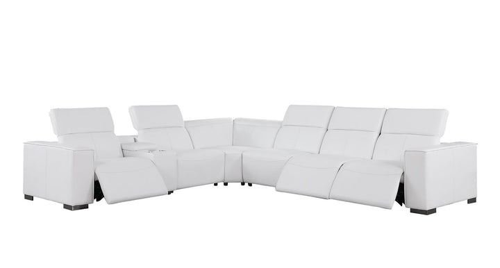 1208 - 7 Piece L-Shaped Leather Reclining Sectional With 3 Power Recliners