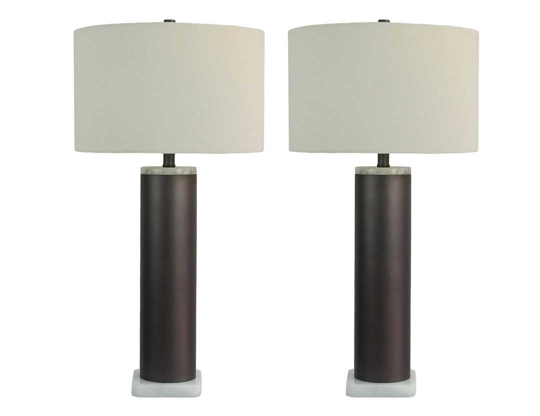 Slate Stone Metal &amp; Jade Table Lamp (Set of 2) - Gray Slate