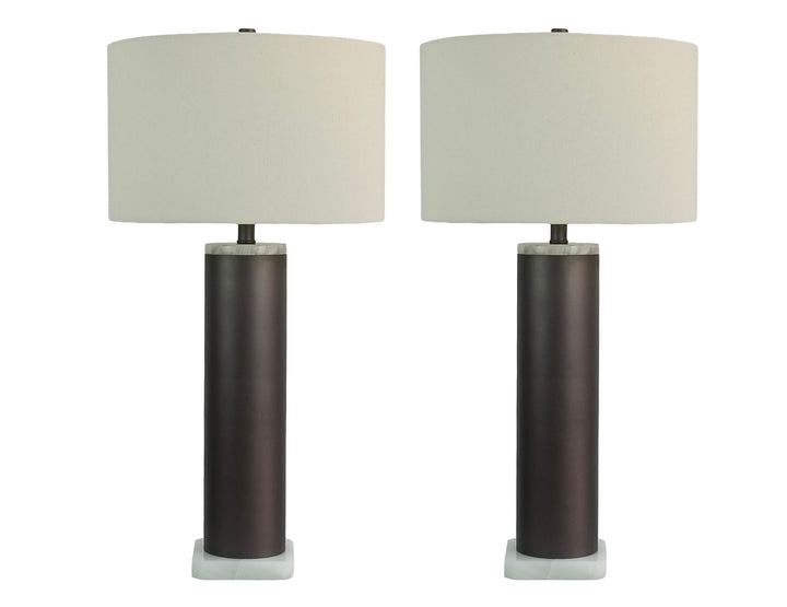 Slate Stone Metal &amp; Jade Table Lamp (Set of 2) - Gray Slate