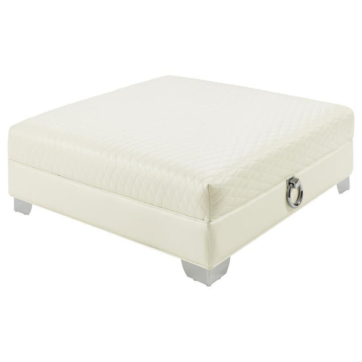 Chaviano - Square Upholstered Ottoman - Pearl White