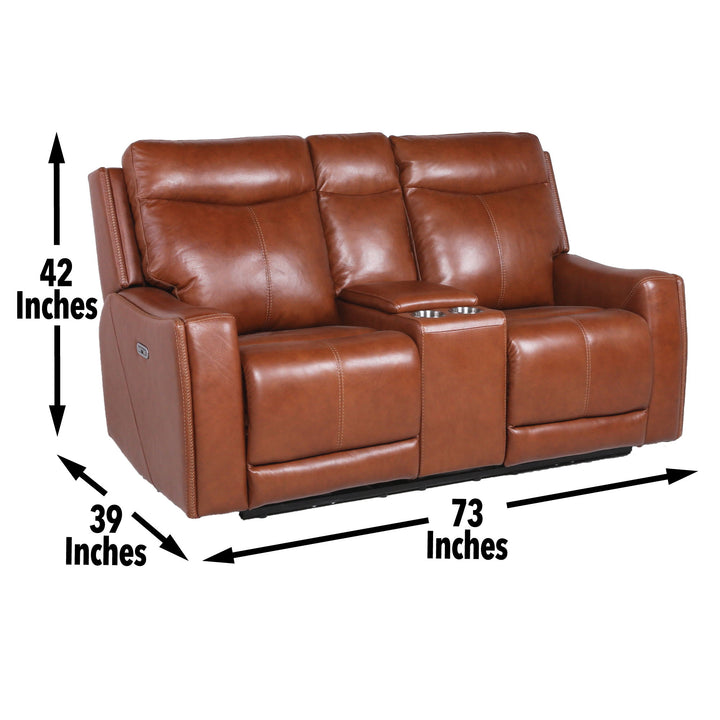 Natalia - Recliner Console Loveseat - Dark Brown