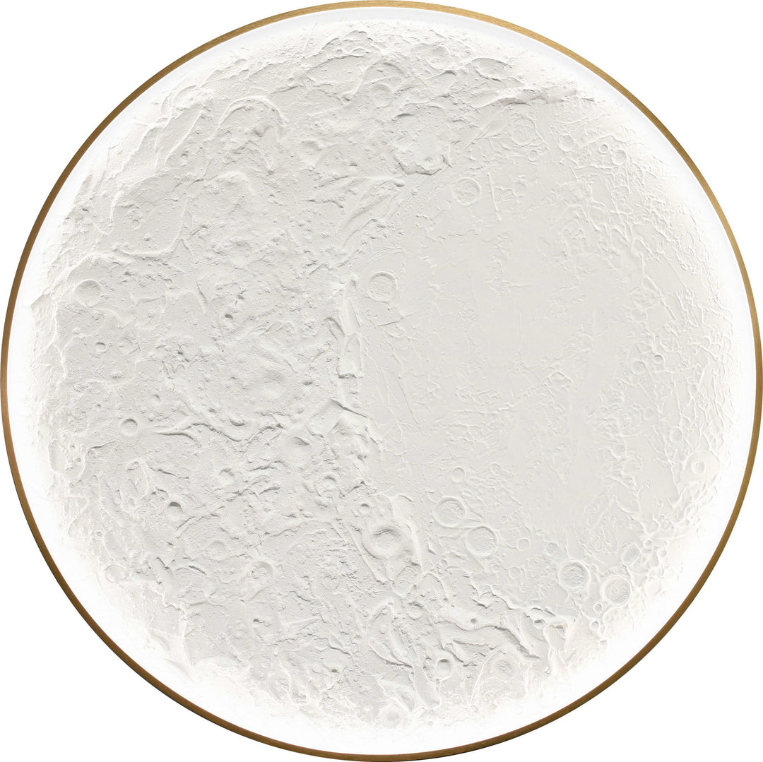 Lunar Relief Hand-Painted LED Canvas In Frame - Ivory / White