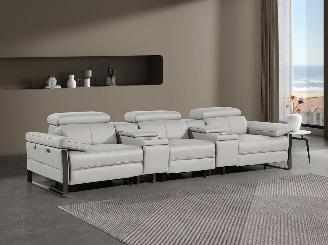 1246 - Modular Power Triple Reclining Dual Console Sofa With Power Reclining Headrests