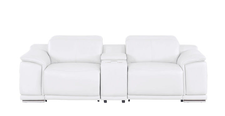 2679 - Genuine Leather Console Loveseat With Dual Power Recliners