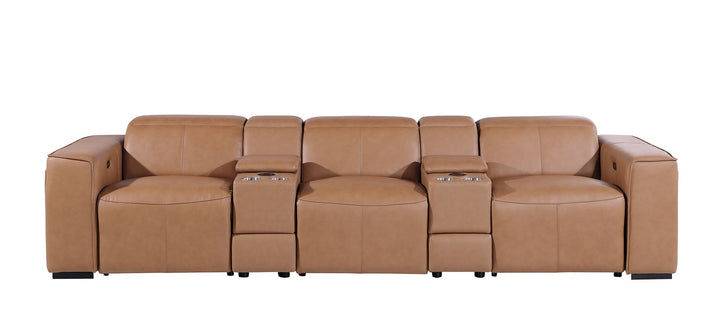 1224 - 5-Piece Modular Power Reclining Sofa In With 3 Power Recliners &amp; Power Headrests