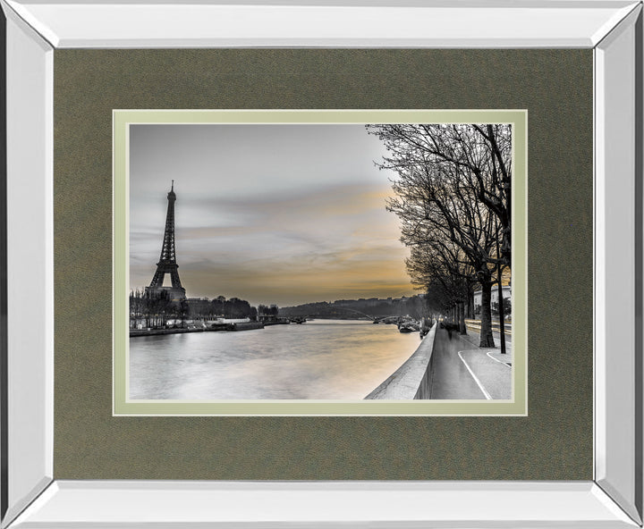 River Seine And The Eiffel Tower By Assaf Frank - Mirror Framed Print Wall Art - Black