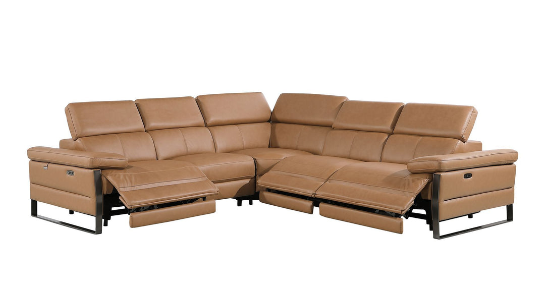 1246 - 5-Piece L-Shaped Modular Power Reclining Sectional With Power Headrests