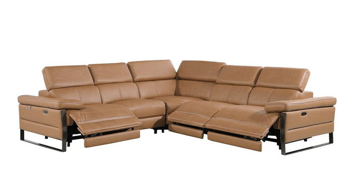 1246 - 5-Piece L-Shaped Modular Power Reclining Sectional With Power Headrests