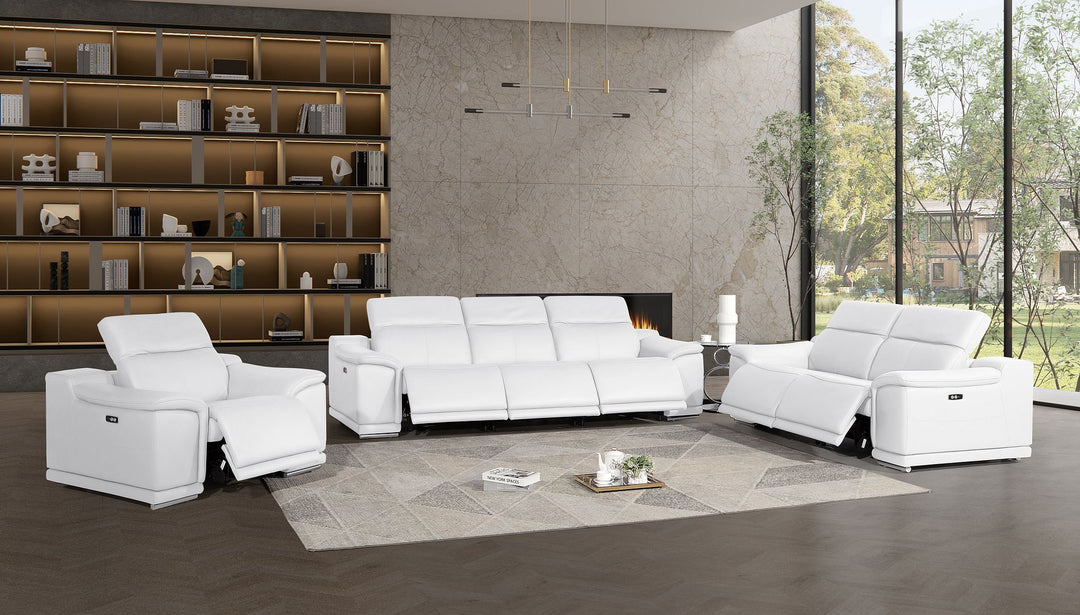 2679 - Power Reclining Sofa, Loveseat &amp; Chair Set In Genuine Leather (6 Recliners)