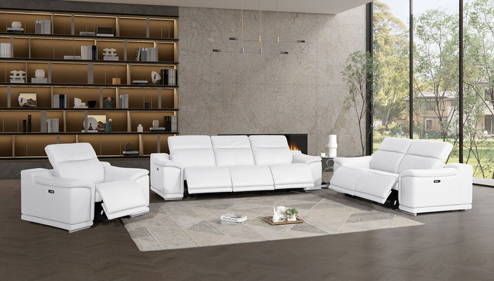 2679 - Power Reclining Sofa, Loveseat &amp; Chair Set In Genuine Leather (6 Recliners)