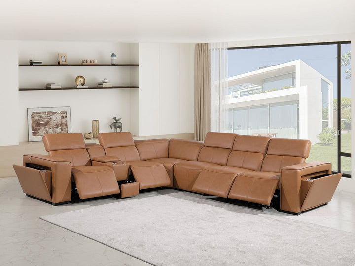 1224 - 7-Piece L-Shaped Sectional Sofa In With 4 Power Recliners &amp; Power Headrests