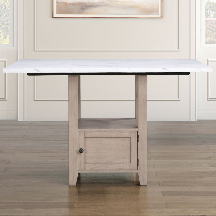 Taylor - Faux Marble Top Counter Table - White / Light Brown