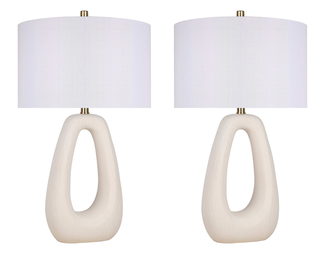 "Serenity Loop" Ceramic Table Lamp (Set of 2) - Textured White