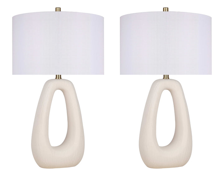 "Serenity Loop" Ceramic Table Lamp (Set of 2) - Textured White