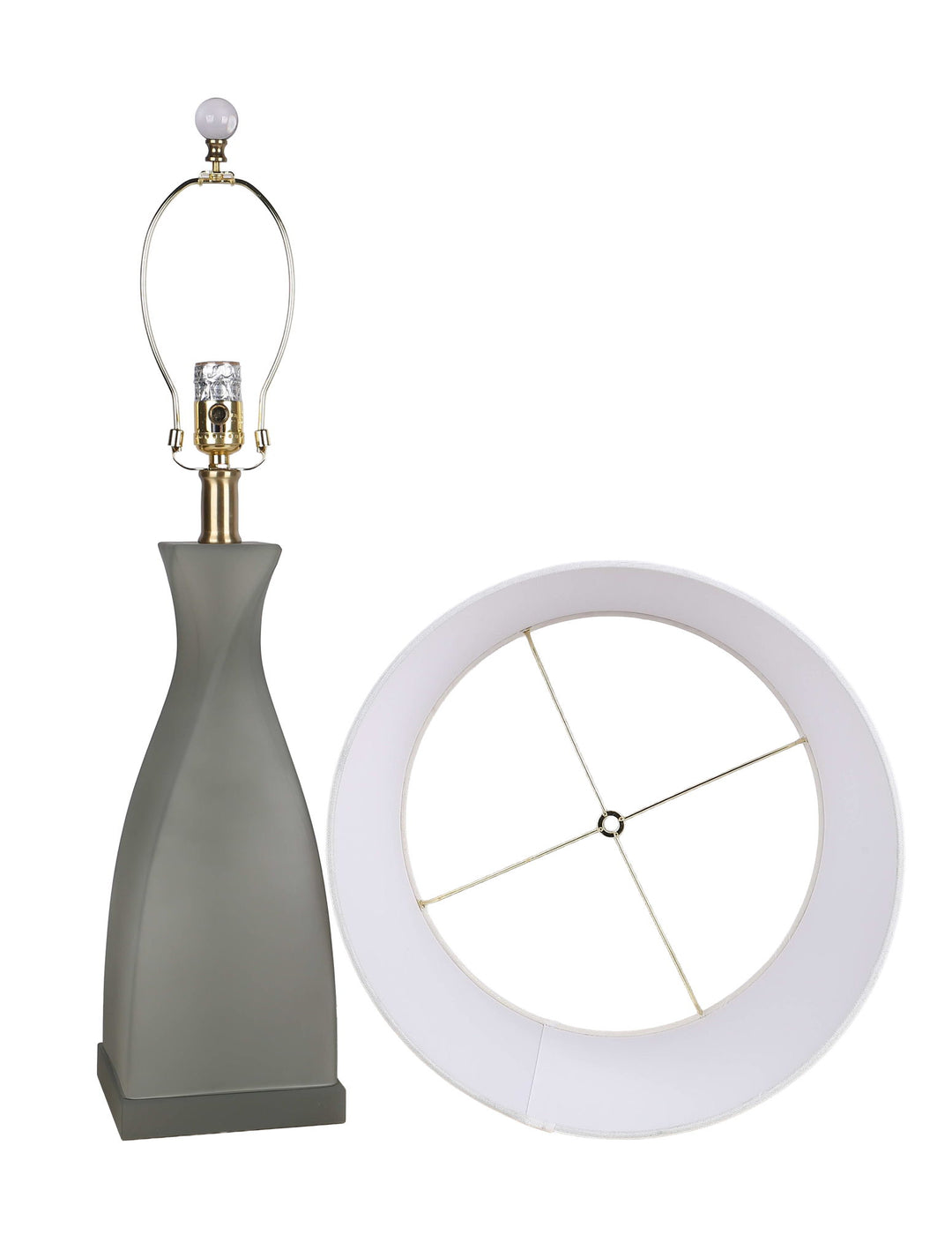 "Sage Elegance" Art Glass Table Lamp (Set of 2) - Frosted Sage Green / Frosted Crystal