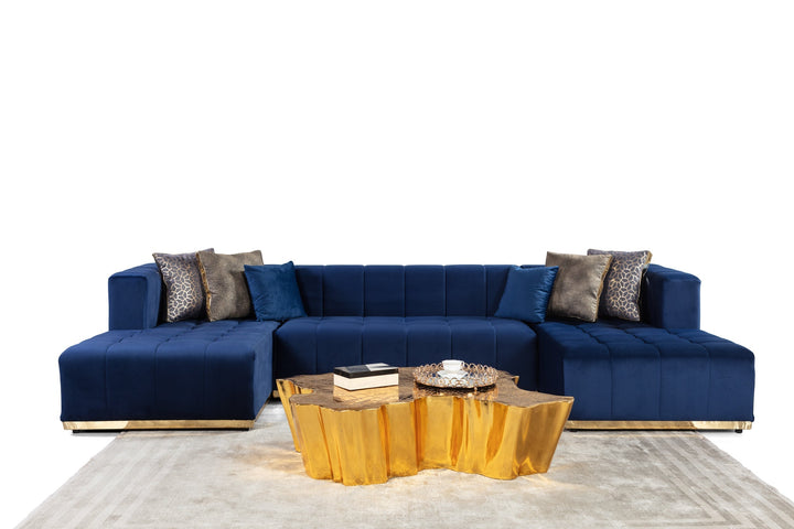 Elisha Navy Velvet Double Chaise 130" Sectional [ETA: 10/10]