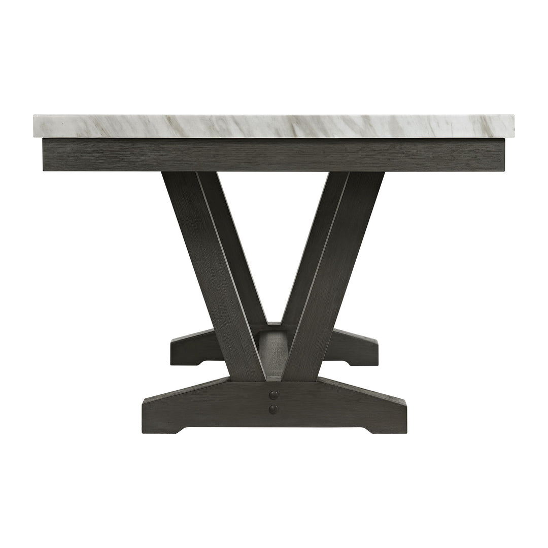 Everdeen - Dining Table with White Faux Marble Top - Charcoal