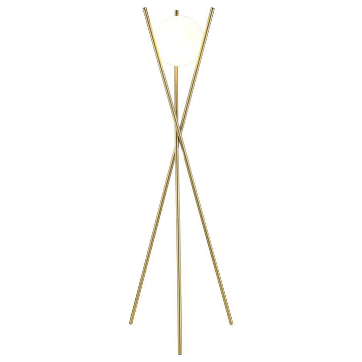 Yamileth - Spherical Bulb Metal Tripod Floor Lamp - Gold