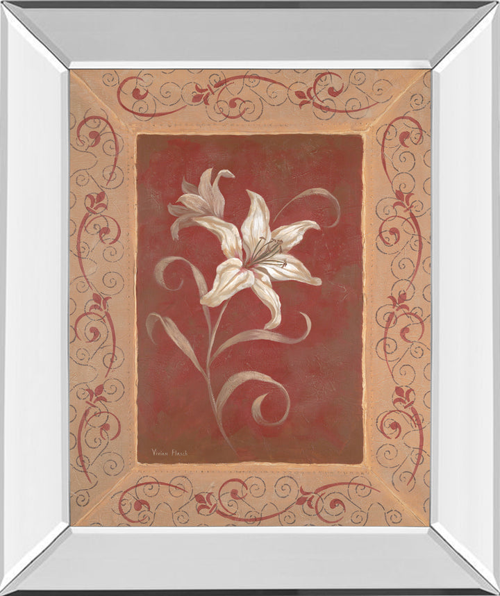 Amanda's Lily By Vivian Flasch - Mirror Framed Print Wall Art - Red