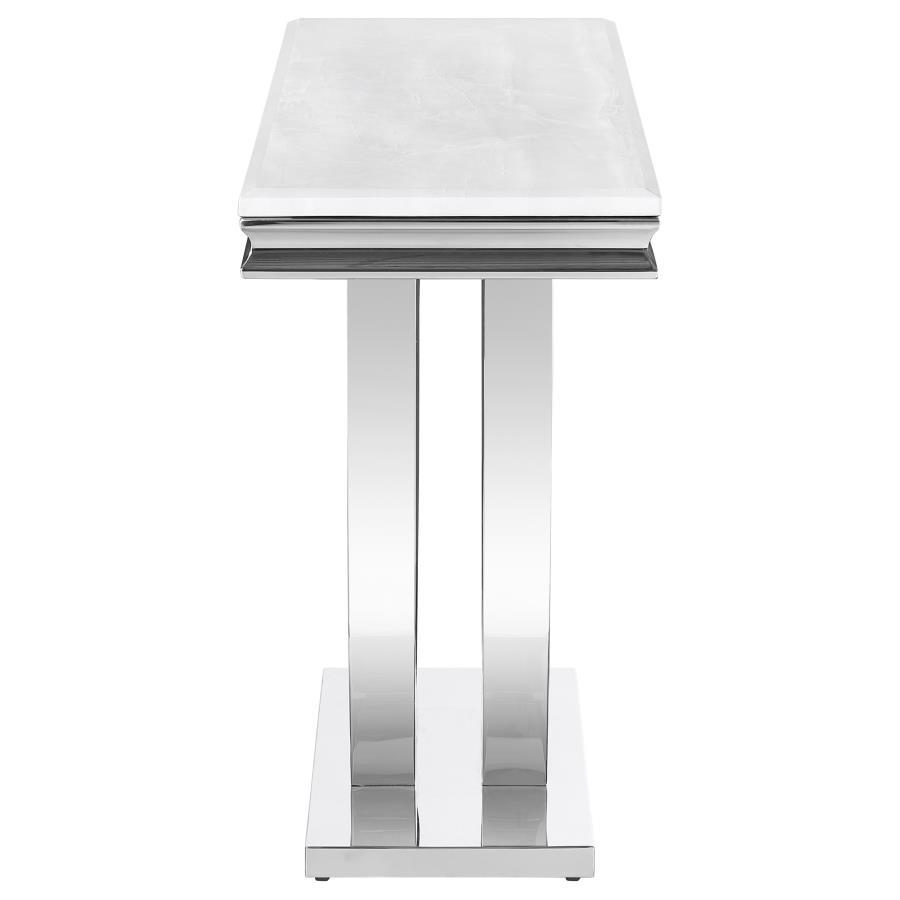 Kerwin - U-Base Stone Top Entryway Sofa Console Table - Chrome